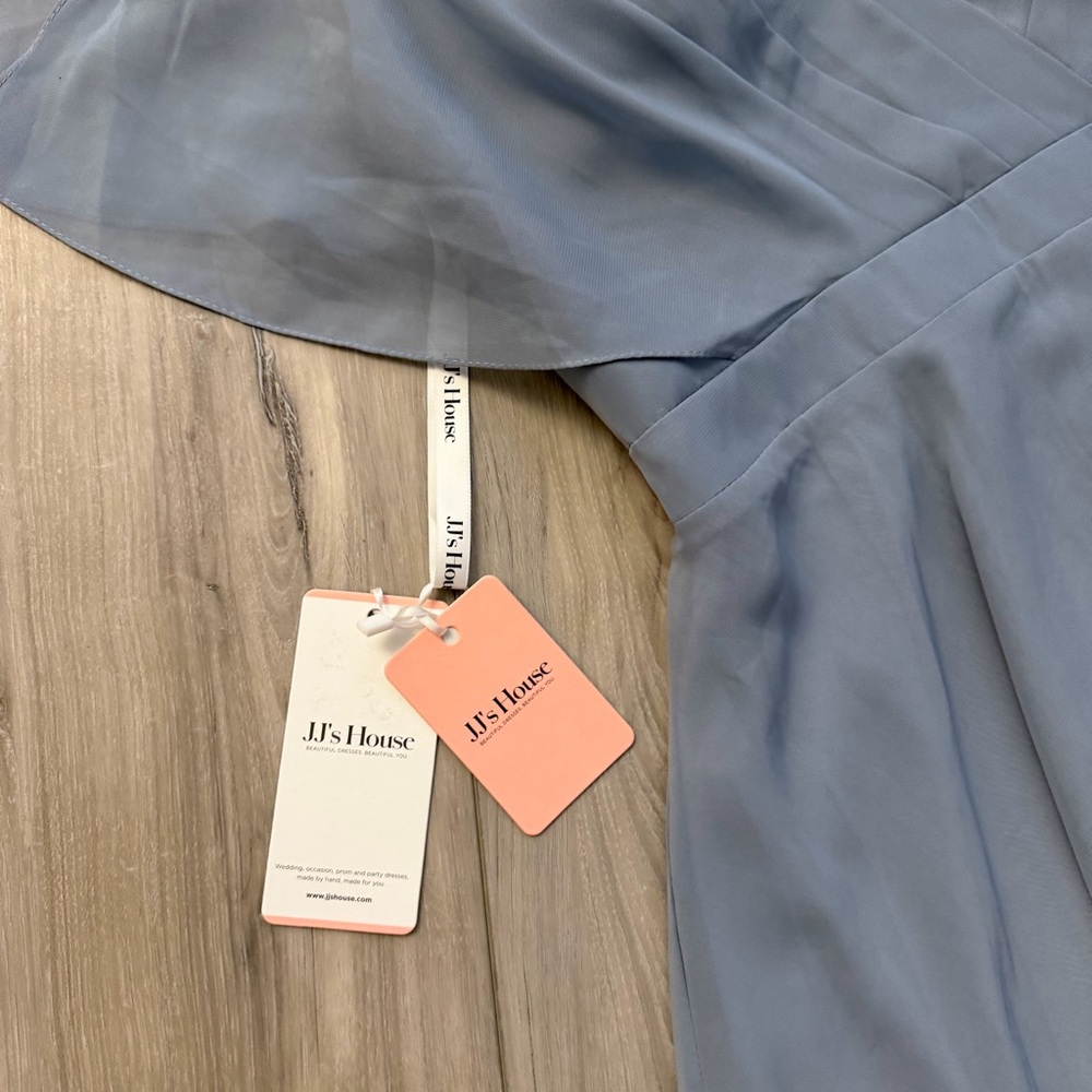 JJ's House Dusty Blue Chiffon Midi Dress Size 10 Bridesmaid - Picture 4 of 13